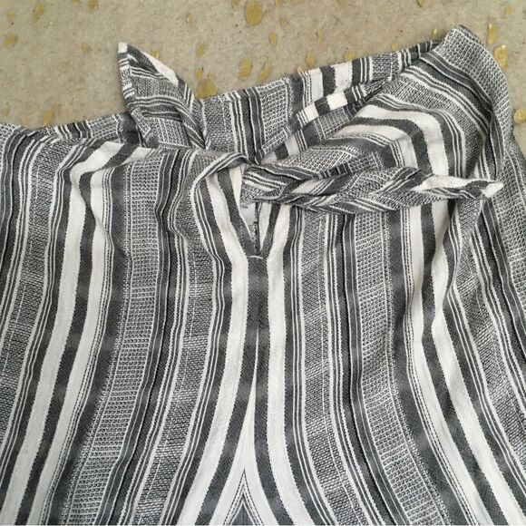 L Space Revolve Striped Wide Leg Cropped Tie Waist Lana Pant Cover Up Gray SP - Picture 9 of 14